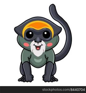 Cute de brazza's monkey cartoon sitting
