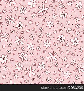 Cute decorative flowers. Floral abstract background. Seamless vector pattern.