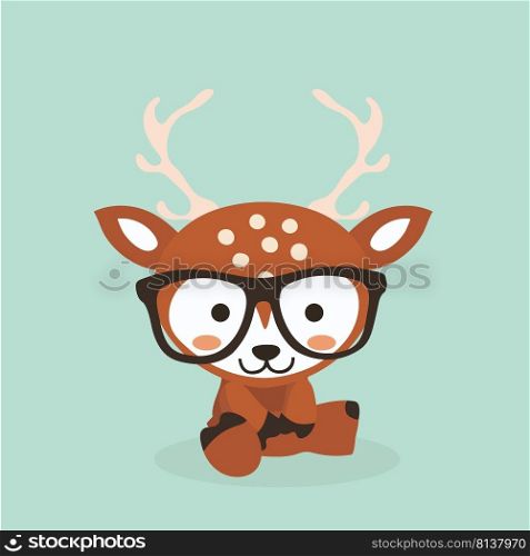 Cute deer cartoon on pastel background.. Cute deer cartoon 