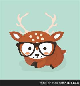 Cute deer cartoon on pastel background.. Cute deer cartoon 