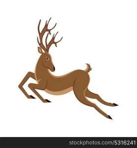 Cute Deer Cartoon Running. Reindeer Moving. Leaping Stag. Cute Deer Cartoon Running. Reindeer Moving. Leaping Stag - Illustration Vector