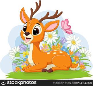 Cute deer laying in the grass