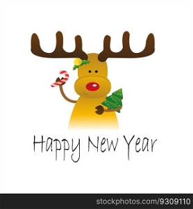 Cute deer with a message. Merry Christmas. Cartoon deer pattern design. poster.Background.