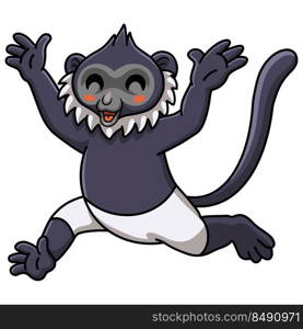 Cute delacour s langur cartoon running