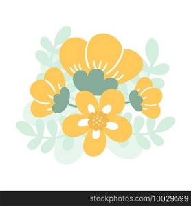 Cute delicate flower arrangement, bouquet. Decoration for wedding invitations and cards. Vector hand illustration isolated on white background