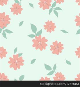 Cute delicate vector seamless pattern with flowers on a blue background. Background for baby goods, fabrics, scrapbooking, packaging, textiles.