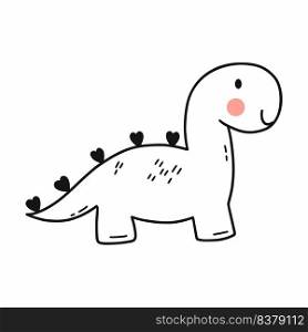 Cute dinosaur. Baby dino. Vector doodle illustration for a child. Coloring book.