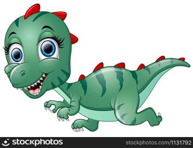 Cute dinosaur cartoon isolated on white background