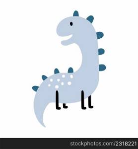 Cute dinosaur in cartoon style. Character for children book.  Dragon on white background.