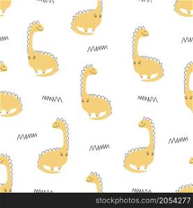 Cute dinosaur pattern - hand drawn childish dinosaur seamless print design. Digital paper Vector illustration. Cute dinosaur pattern - hand drawn childish dinosaur seamless print design Digital paper
