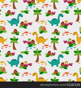 Cute dinosaur seamless pattern. Colorful dinosaurs background. Backdrop for textile, fabric and paper.