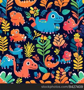 Cute dinosaur seamless pattern royal wallpaper