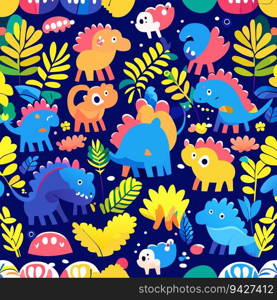 Cute dinosaur seamless pattern royal wallpaper