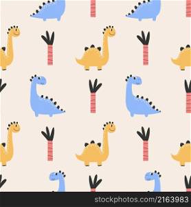 Cute dinosaur seamless patterns set and lettering - little princess. Digital paper. Creative childish print for fabric, wrapping, textile, wallpaper, apparel, scrapbooking. Cute dinosaur seamless patterns. Digital paper. Creative childish print