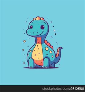 Cute Dinosaur Simple Chibi Kawaii Cartoon Vector in Funny Illustration