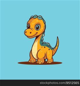 Cute Dinosaur Simple Chibi Kawaii Vector in Funny Cartoon Illustration
