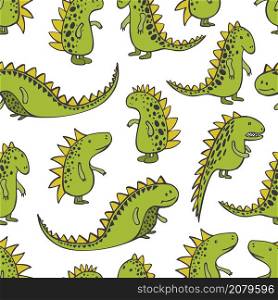 Cute dinosaurs on white background. Vector seamless pattern.. Cute dinosaurs on white background. Vector pattern.