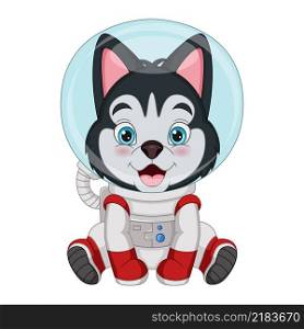 Cute dog cartoon wearing astronaut costume