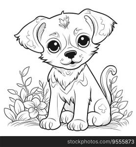 Cute Dog Coloring Page, Diagrammatic Drawing, Kids' Fun