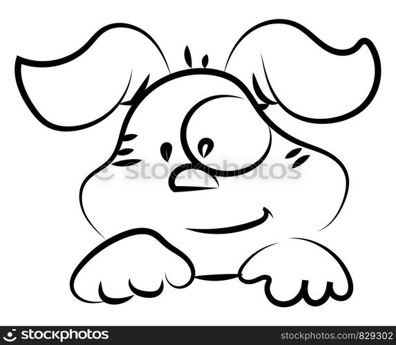 Cute dog drawing, illustration, vector on white background.