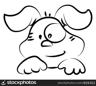 Cute dog drawing, illustration, vector on white background.