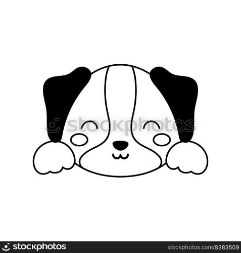 Cute dog head in Scandinavian style. Animal face for kids t-shirts, wear, nursery decoration, greeting cards, invitations, poster, house interior. Vector stock illustration