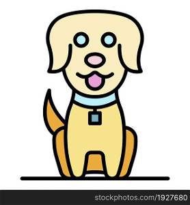 Cute dog icon. Outline cute dog vector icon color flat isolated. Cute dog icon color outline vector