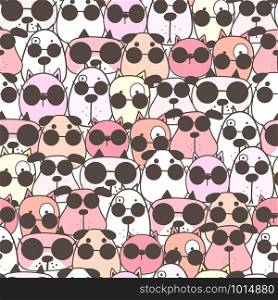 Cute dog seamless pattern background. Vector illustration.