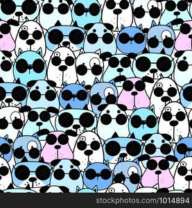 Cute dog seamless pattern background. Vector illustration.