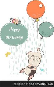 Cute dog with balloons vector image
