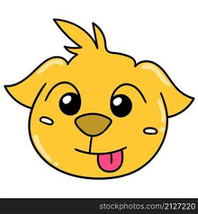 cute dog yellow head emoticon sticking out its tongue