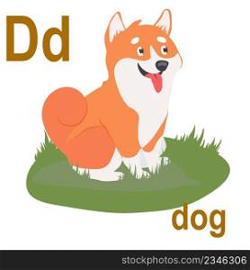 Cute doggie, the ABC of children&rsquo;s wall art. Postcards with the alphabet. Poster with children&rsquo;s alphabet. The atmosphere of the game room. B is for the dog. Vector clipart, hand-drawn illustration.