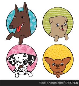 Cute dogs icon set isolated vector illustration
