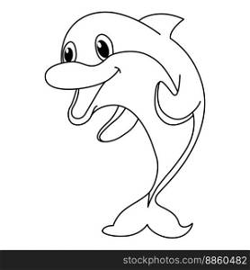 Cute dolphin cartoon coloring page illustration vector. For kids coloring book.
