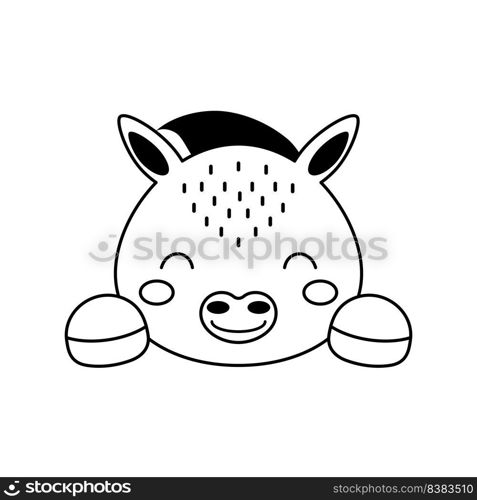 Cute donkey head in Scandinavian style. Animal face for kids t-shirts, wear, nursery decoration, greeting cards, invitations, poster, house interior. Vector stock illustration