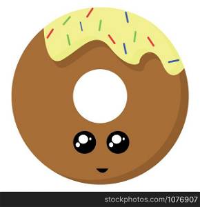 Cute donut, illustration, vector on white background.