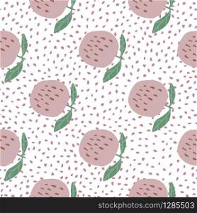 Cute doodle apples seamless pattern on dots background. Botanical print. Trendy vector illustration. Modern design for fabric, textile print, wrapping paper, children textile.. Cute doodle apples seamless pattern on dots background. Botanical print.