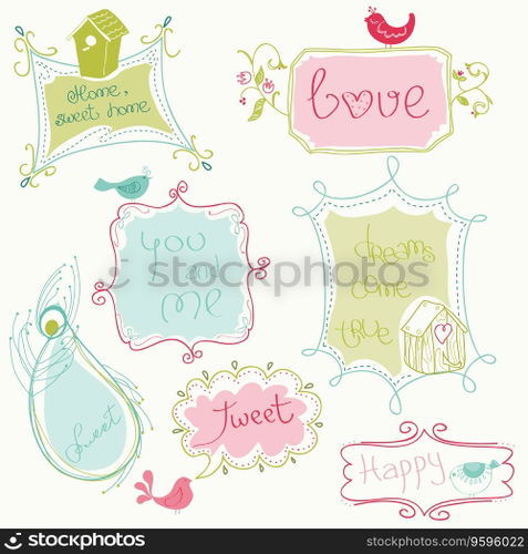 Cute doodle frames vector image
