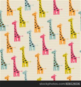 cute doodle seamless pattern with giraffe