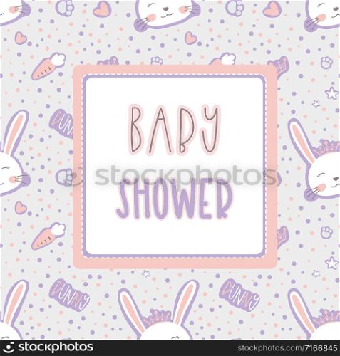 Cute doodle template page for a newborn baby shower,greeting card with frame,vector illustration. Cute doodle template page for a newborn baby shower