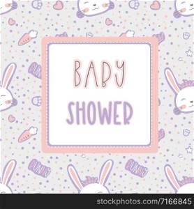 Cute doodle template page for a newborn baby shower,greeting card with frame,vector illustration. Cute doodle template page for a newborn baby shower