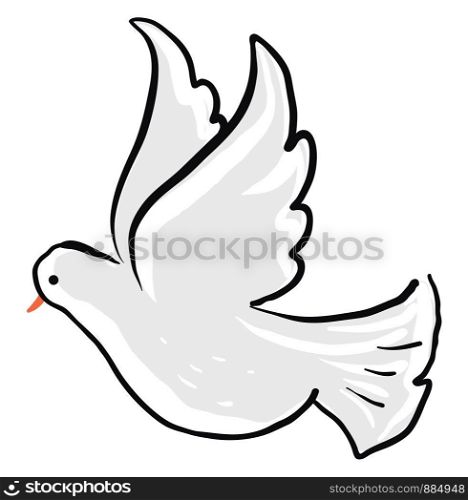 Cute dove flying, illustration, vector on white background.