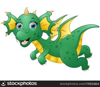 Cute dragon cartoon flying illustration