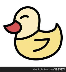 Cute duck icon. Outline cute duck vector icon color flat isolated. Cute duck icon color outline vector
