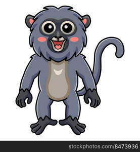 Cute dusky leaf monkey cartoon standing