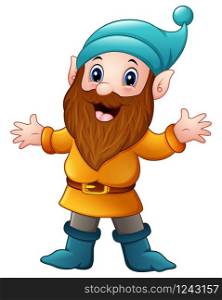 Cute dwarf cartoon isolated on white background