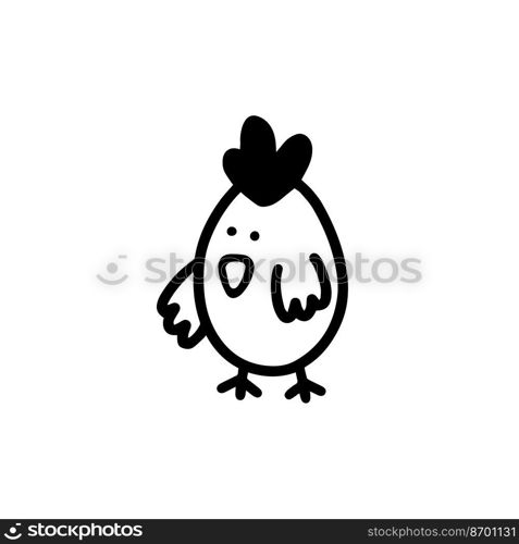  Cute Easter chick. Chicken isolated on a white background. vector illustration in the doodle style. .  Cute Easter chick. Chicken in the doodle style