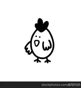  Cute Easter chick. Chicken isolated on a white background. vector illustration in the doodle style. .  Cute Easter chick. Chicken in the doodle style