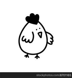  Cute Easter chick. Chicken isolated on a white background. vector illustration in the doodle style. .  Easter chick.illustration in the doodle style