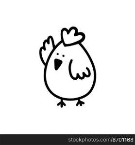  Cute Easter chick. Chicken isolated on a white background. vector illustration in the doodle style. .  Cute Easter chick. Chicken doodle style